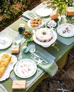 Pistachio & Mineral 100% French Flax Linen Trim Placemats (Set Of Four) -Bed Series Store Trim PistachioMineral 03