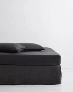 Charcoal 100% French Flax Linen Valance -Bed Series Store VALANCECHARCOAL 03