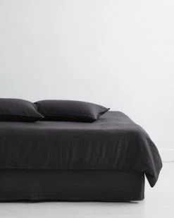 Charcoal 100% French Flax Linen Valance -Bed Series Store VALANCECHARCOAL 04