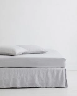 Fog 100% French Flax Linen Valance -Bed Series Store VALANCEFOG 01