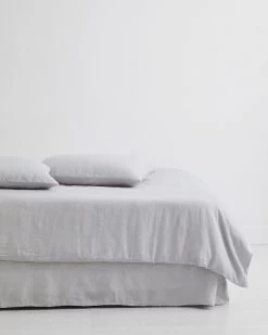 Fog 100% French Flax Linen Valance -Bed Series Store VALANCEFOG 02