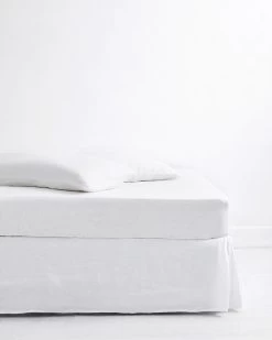 White 100% French Flax Linen Valance -Bed Series Store VALANCEWHITE 03