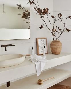 White 100% French Flax Linen Waffle Hand And Face Towel