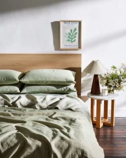 Sage & Olive Stripe 100% French Flax Linen Fitted Sheet -Bed Series Store bs campaign 8083dcf5 d422 4be2 b26f 6e562d0ff898