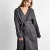 Charcoal 100% French Flax Linen Waffle Robe -Bed Series Store ch 03