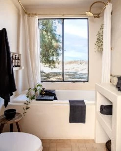 Charcoal 100% French Flax Linen Bath Mat -Bed Series Store charcoal bath 1