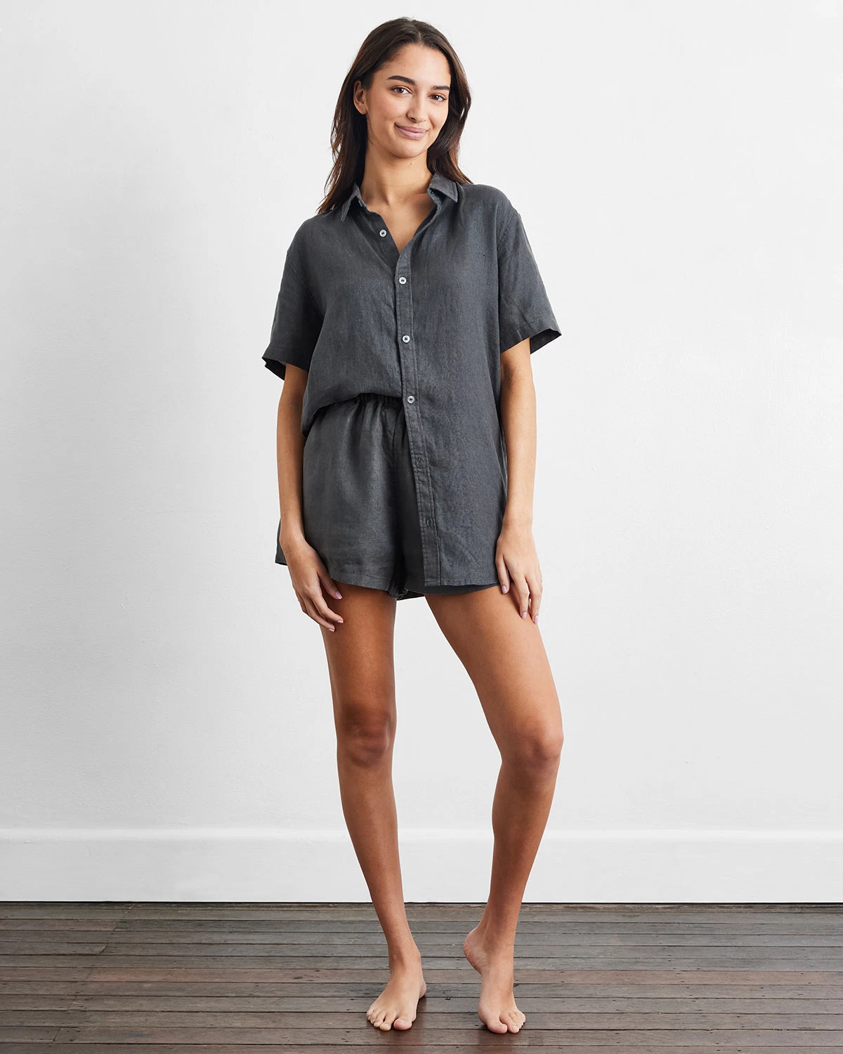 Charcoal Short Sleepwear Set 5 Charcoal Short Sleepwear Set - Image 3