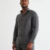 Charcoal 100% French Flax Linen Men's Long Sleeve Shirt -Bed Series Store d