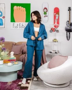 Petrol 100% French Flax Linen Long Sleeve Shirt 9 Petrol 100% French Flax Linen Long Sleeve Shirt -Bed Series Store dani petrolcopy