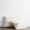 Oatmeal & White Stripe 100% French Flax Linen European Pillowcases (Set Of Two) 2 Oatmeal & White Stripe 100% French Flax Linen European Pillowcases (Set Of Two) -Bed Series Store eur1