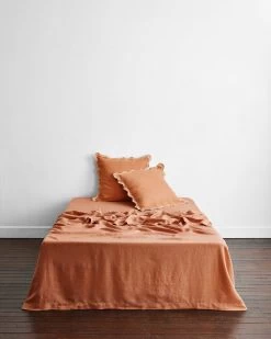 Hazelnut & Terracotta 100% French Flax Linen Scalloped European Pillowcases (Set Of Two) 9 Hazelnut & Terracotta 100% French Flax Linen Scalloped European Pillowcases (Set Of Two) -Bed Series Store euro16