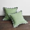 Pistachio & Mineral 100% French Flax Linen Scalloped European Pillowcases (Set Of Two) -Bed Series Store euro3