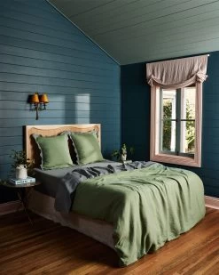 Pistachio & Mineral 100% French Flax Linen Scalloped European Pillowcases (Set Of Two) 9 Pistachio & Mineral 100% French Flax Linen Scalloped European Pillowcases (Set Of Two) -Bed Series Store euro9