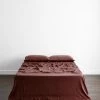 Cacao 100% French Flax Linen Flat Sheet -Bed Series Store flat 01 e15b6b00 f556 41d9 89f1 6ecc413a64b4