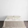 Oatmeal & White Stripe 100% French Flax Linen Flat Sheet