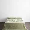 Sage & Olive Stripe 100% French Flax Linen Flat Sheet 2 Sage & Olive Stripe 100% French Flax Linen Flat Sheet -Bed Series Store fls 1