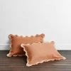 Hazelnut & Terracotta 100% French Flax Linen Scalloped Pillowcases (Set Of Two) 1 Hazelnut & Terracotta 100% French Flax Linen Scalloped Pillowcases (Set Of Two) -Bed Series Store hazterra1