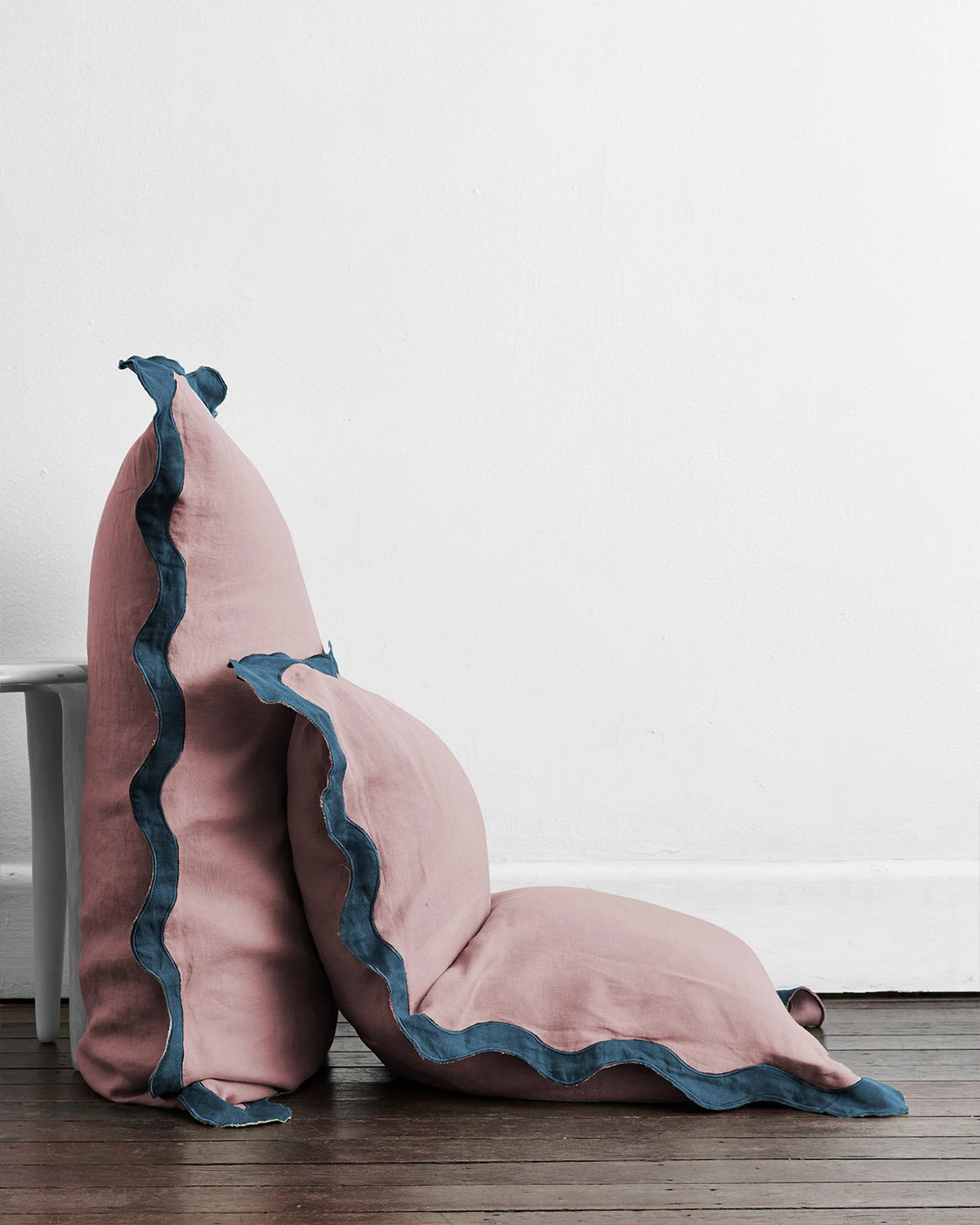 Lavender & Petrol 100% French Flax Linen Scalloped Pillowcases (Set Of Two) 4 Lavender & Petrol 100% French Flax Linen Scalloped Pillowcases (Set Of Two) - Image 2