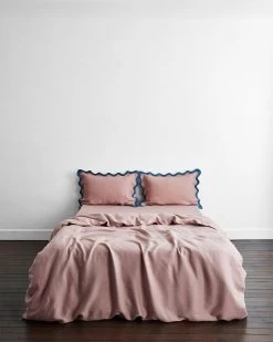 Lavender & Petrol 100% French Flax Linen Scalloped Pillowcases (Set Of Two) 10 Lavender & Petrol 100% French Flax Linen Scalloped Pillowcases (Set Of Two) -Bed Series Store lavpet4