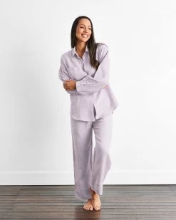 Lilac 100% French Flax Linen Pants