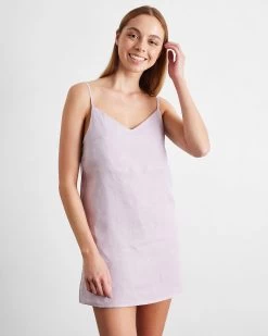Lilac 100% French Flax Linen Slip