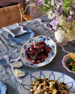 Mineral & Lilac 100% French Flax Linen Scalloped Napkins (Set Of Four) -Bed Series Store lilacscalloped campaign2