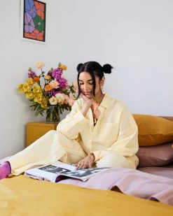 Limoncello 100% French Flax Linen Long Sleeve Shirt -Bed Series Store limoncello lshirt