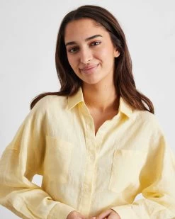 Limoncello 100% French Flax Linen Long Sleeve Shirt -Bed Series Store limoncello shirt 04