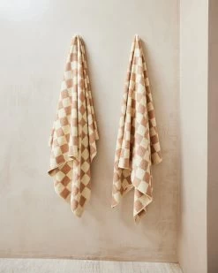 Limoncello & Terracotta Check 100% French Flax Linen Terry Bath Towel -Bed Series Store limoncello terracotta 1 3729965c 7b5c 40a2 ab30 99b381f8a2c0