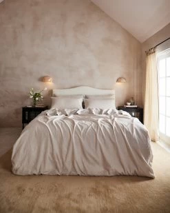 Oatmeal & White Stripe 100% French Flax Linen Fitted Sheet -Bed Series Store lisa oatmealwhitestripe 1 b942d10e efbb 4c68 9702 bea08ab3524e