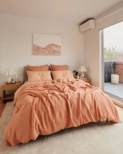 Terracotta 100% French Flax Linen Pillowcases (Set Of Two) -Bed Series Store maria bedding1 a5852aa3 70e8 4149 b974 efd76e077aa5