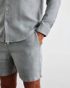 Mineral 100% French Flax Linen Men's Shorts 8 Mineral 100% French Flax Linen Men's Shorts -Bed Series Store min 3