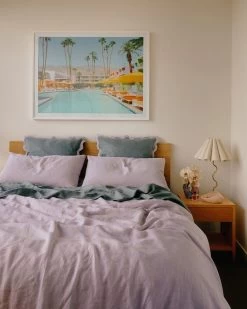 Mineral & Lilac 100% French Flax Linen Scalloped European Pillowcases (Set Of Two) -Bed Series Store minlilac scallop