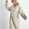 Oatmeal 100% French Flax Linen Waffle Robe -Bed Series Store oat 03