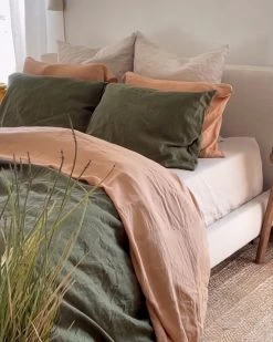 Oatmeal 100% French Flax Linen European Pillowcases (Set Of Two) -Bed Series Store oatmealeuropean