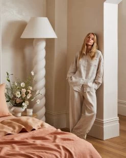 Oatmeal Long Sleepwear Set -Bed Series Store oatmeallong