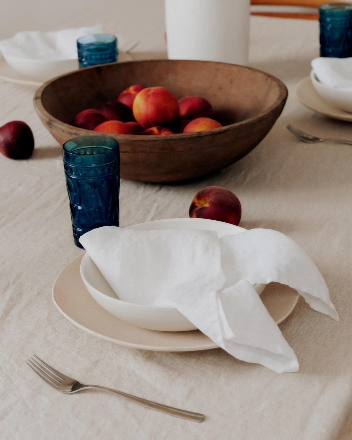 White 100% French Flax Linen Napkins (Set Of Four) 4 White 100% French Flax Linen Napkins (Set Of Four) - Image 2