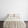 Oatmeal & White Stripe 100% French Flax Linen Bedding Set 2 Oatmeal & White Stripe 100% French Flax Linen Bedding Set -Bed Series Store oatstripe1