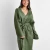Olive 100% French Flax Linen Waffle Robe 1 Olive 100% French Flax Linen Waffle Robe -Bed Series Store oli 03