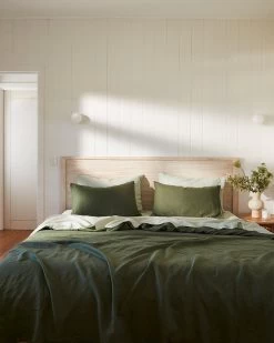 Olive 100% French Flax Linen Pillowcases (Set Of Two) -Bed Series Store olive bed 9c798b59 ab57 4710 9cc5 b3873201da32