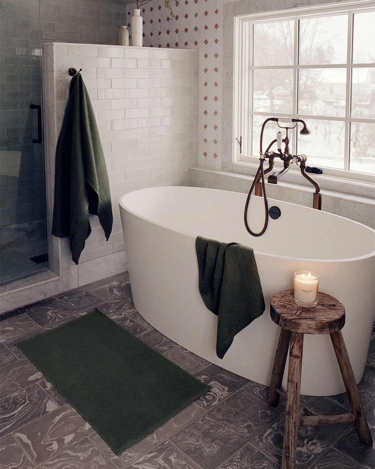 Olive 100% French Flax Linen Bath Mat 5 Olive 100% French Flax Linen Bath Mat - Image 3