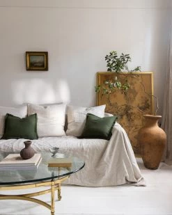 Oatmeal 100% French Flax Linen European Pillowcases (Set Of Two) -Bed Series Store olivecushion oateuro