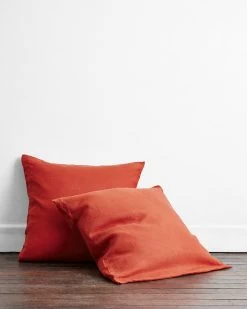 Paprika 100% French Flax Linen European Pillowcases (Set Of Two)