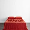 Paprika 100% French Flax Linen Flat Sheet 2 Paprika 100% French Flax Linen Flat Sheet -Bed Series Store paprika flat 1