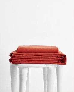 Paprika 100% French Flax Linen Sheet Set