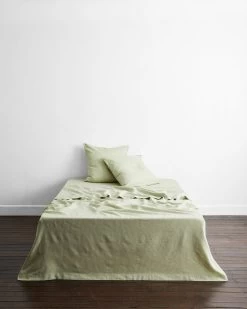 Sage & Olive Stripe 100% French Flax Linen European Pillowcases (Set Of Two) -Bed Series Store pe 2