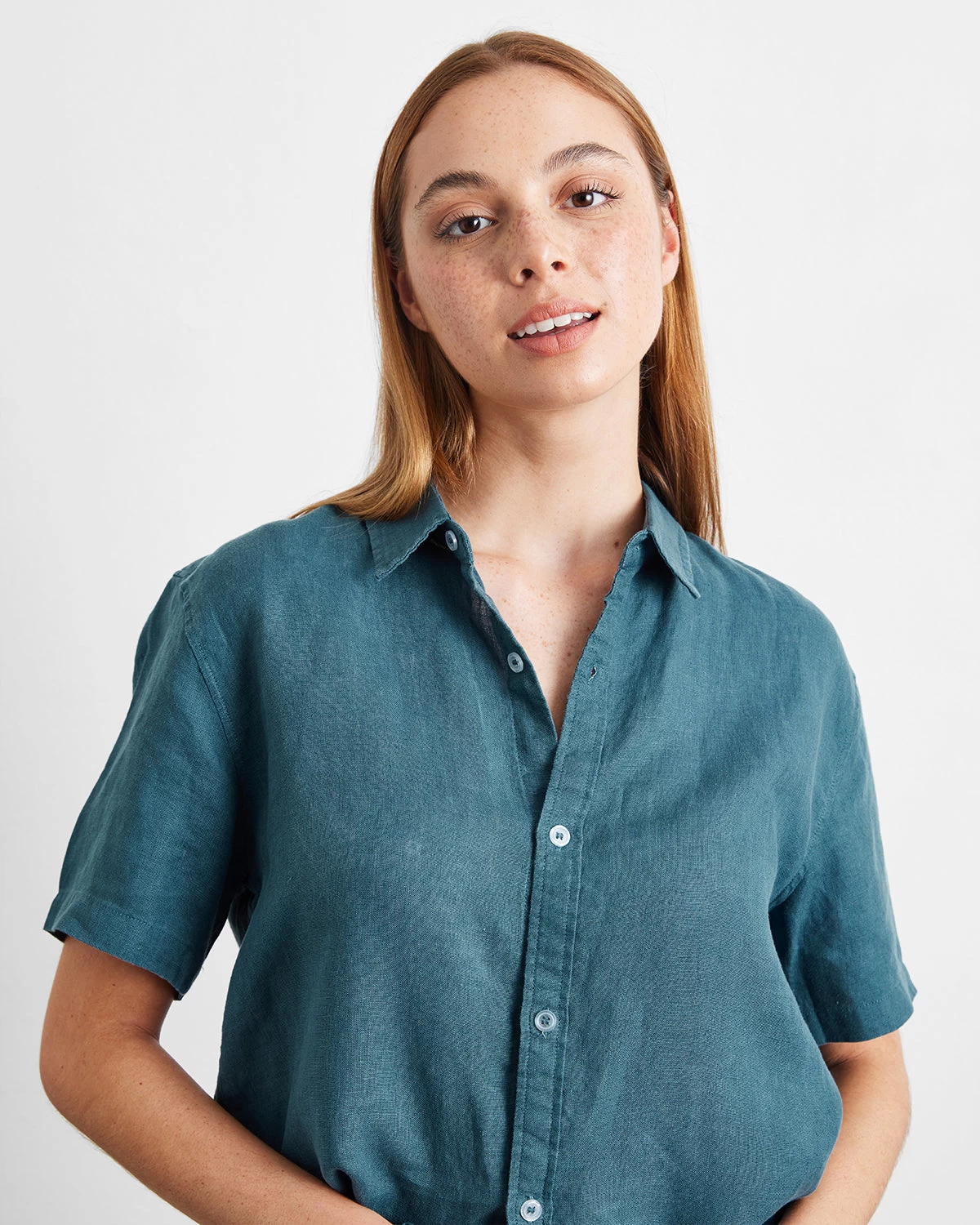 Petrol 100% French Flax Linen Short Sleeve Shirt 5 Petrol 100% French Flax Linen Short Sleeve Shirt - Image 3