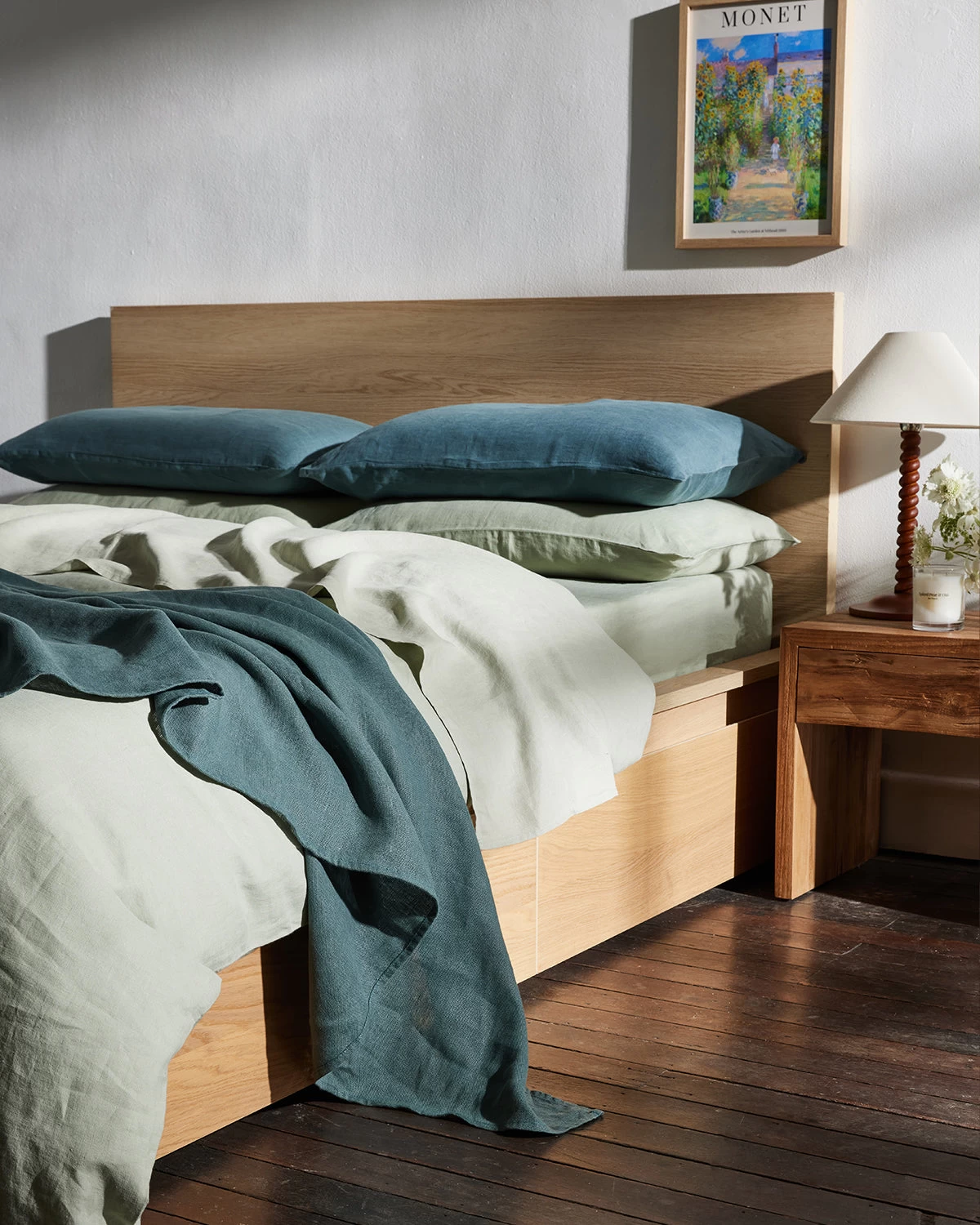 Petrol 100% French Flax Linen Throw 4 Petrol 100% French Flax Linen Throw - Image 2