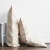 Oatmeal & White Stripe 100% French Flax Linen Pillowcases (Set Of Two) -Bed Series Store pillow