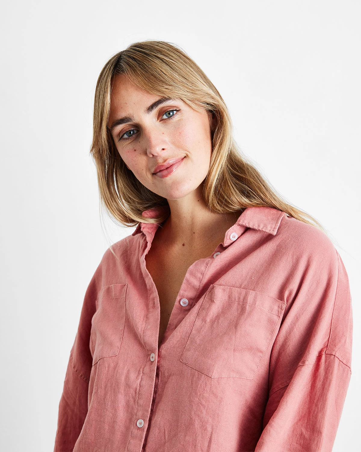 Pink Clay 100% French Flax Linen Long Sleeve Shirt 4 Pink Clay 100% French Flax Linen Long Sleeve Shirt - Image 2